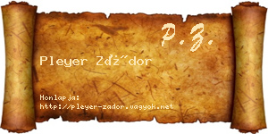 Pleyer Zádor névjegykártya